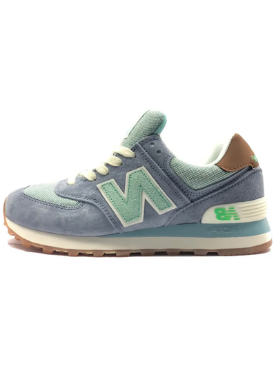 New Balance 574 серые с светло-зеленым женские