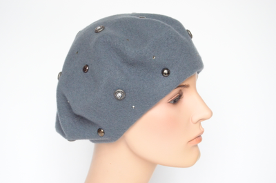 Фетровый берет серо - голубого цвета Италия Vizio