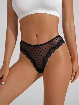 Трусы в стиле Виктория Сикрет микросеточка 3 шт микс цветов 44