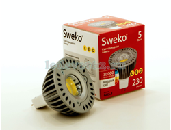 Лампа LED MR16 5w GU5.3 Sweko 4500K (с рефлектором)