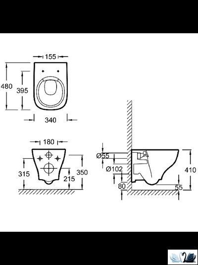 Чаша унитаза Jacob Delafon Struktura compact EDF102-00, подвесная без обода, укороченная 48 см