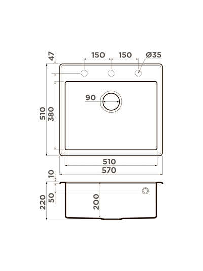 МОЙКА OMOIKIRI TEDORI 57-BE