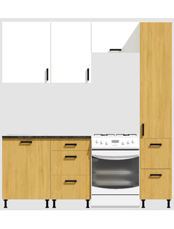 Кухня Эконом 1,5 метра с колонкой (1100х400) Цвет: Белый/Дуб Сонома