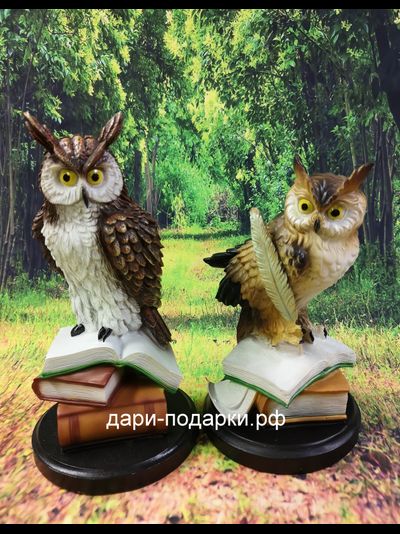 СОВА на книгах - символ мудрости! 22*14см  0,9кг   полистоун Россия 879/015017