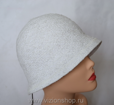 шляпка клош белая летняя вязаная фото