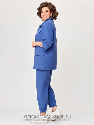 Женский брючный костюм 2-ка синего цвета
