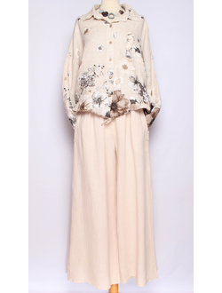 Юбка-брюки льняные "ШОВ" молочный до р.54