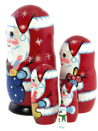 Матрешка Дед Мороз с мешком 150*70 5-и кукольная