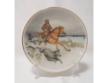 Тарелка 20см. "Верхом в зимнем поле с борзыми".