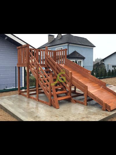 Деревянная зимняя горка "IgraGrad Snow Fox", скат 4 м