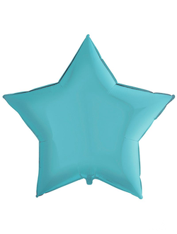 Звезда Пастель Голубой 36"/90 см с надписью и гирляндой