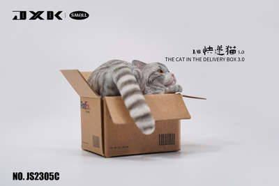 Котик в коробке (серый) - Коллекционная ФИГУРКА 1/6 scale The Cat In The Delivery Box 3.0 (JS2305C) - JXK