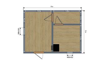 Каркасная баня 4х3 м