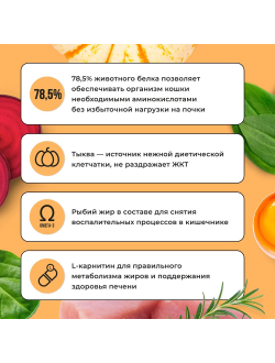 BOWL WOW (Боул Вау) корм сухой для кошек с чувствительным пищеварением Индейка, Курица, Тыква 400 г