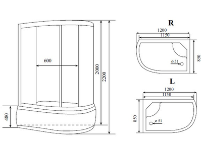 Душевая кабина Timo Comfort T-8820 R, Fabric Glass, Правая, 120x85x220 см.
