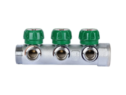 Коллектор регулирующий STOUT 1", 3 отвода 1/2" плоское уплотнение (Арт. SMB-6849-011203)