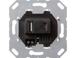 Gira 236900, Зарядное устройство USB тип A/C черный