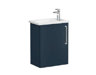 Модуль с квадратной раковиной, Vitra Root, 45 см, с дверцей, матовый темно-синий, левосторонний, 68060