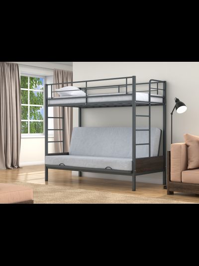 Двухъярусная кровать-диван Дакар 1 Серый (вставки венге)