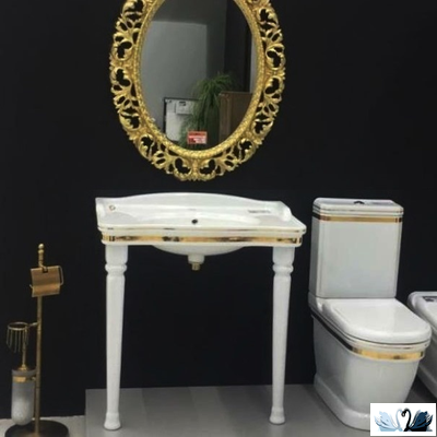 Раковина Creavit Antik Gold AN080.A0000 80 х 50 см подвесная, глянец белоснежного цвета с золотым декором