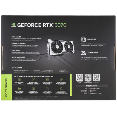 Видеокарта MSI GeForce RTX 5070 Ventus 2X OC 12GB