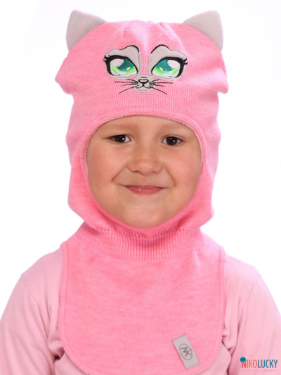 Шапка-шлем "Мур-мяу" 20201-01, цвет розовый, р. 52-54