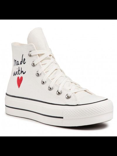Кеды Converse All Star Lift Made With Love белые высокие на платформе