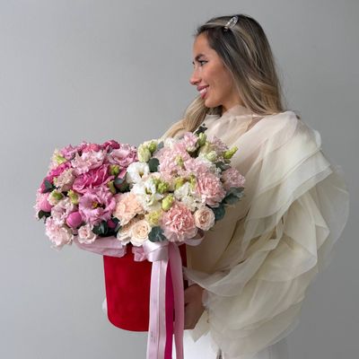 Букет в бархатной коробке «Половинки»