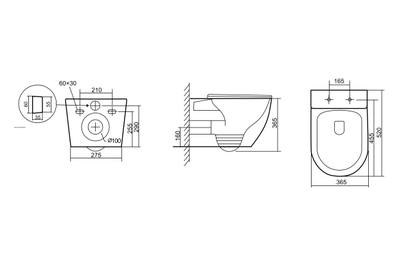 УНИТАЗ ПОДВЕСНОЙ TRITON PRO VERSO VO-1832 схема