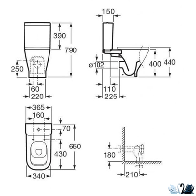 Унитаз с бачком Roca The GAP 342477000 34147000Y напольный горизонтальный выпуск с бачком
