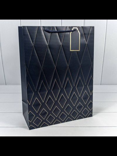 Пакет подарочный "Ромбы" (синий), 31*42*15 см