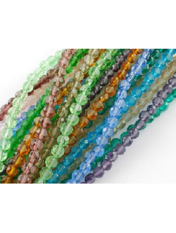 Бусины стеклянные граненные  на нити 2мм