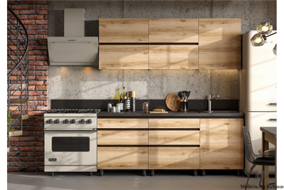 Берген 2,0 м кухонный гарнитур Венге/Дуб делано/Черный мрамор