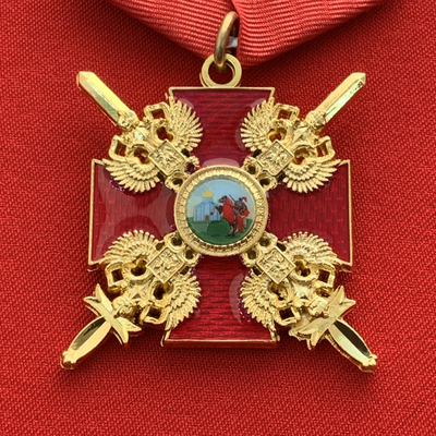 Орден Александра Невского малый с мечами на колодке с муаровой лентой. Полноразмерная копия LUX! Лот № 70.