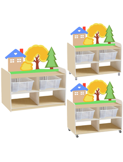 ТУМБА ДЛЯ ИГРУШЕК И ПОСОБИЙ 21 ДВУСТОРОННЯЯ С 4-МЯ КОНТЕЙНЕРАМИ