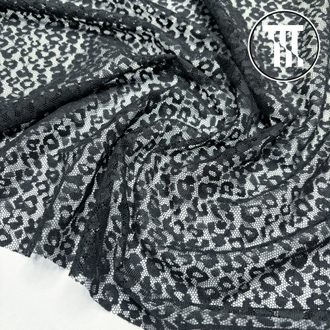 Сетка-стрейч "Леопард", цв. Черный