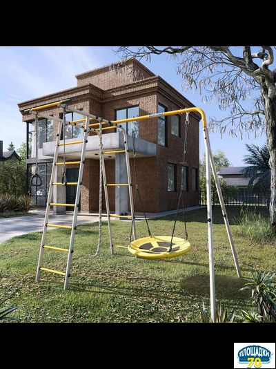 Детский спортивный комплекс для дачи ROMANA Лесная поляна - 3 (желтый/серый)