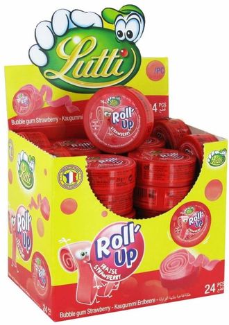 Жевательная резинка Lutti Roll Up Strawberry (1метр) 29g (24 шт)