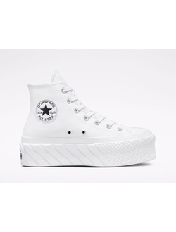 Кеды Converse на платформе низкие с черной полосой белые