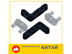 !АНАЛОГ! AN_LFTRM1 Комплект 2477 Liftarm, Modified Perpendicular Holes Bent Thick L-Shape 3 x 5 BLACK + 2393 Pin Connector Perpendicular 3L with 2 Pins LBG  4 шт (АНАЛОГ), n/a / 4 шт.