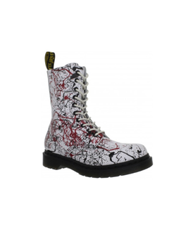 Ботинки Dr. Martens 1490 WHITE CHERRY RED BLACK SOFTY белые с принтом