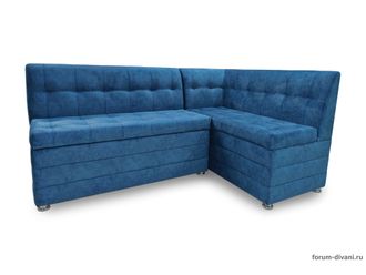 Кухонный Угловой диван "ФОРУМ-5МН" Стандартный велюр Синий, правый