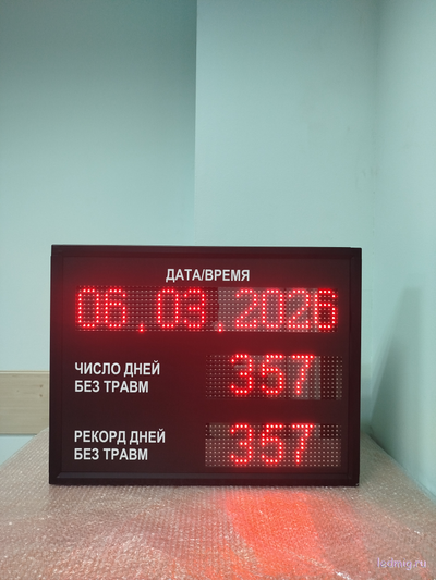 Промышленный таймер число дней без травм, рекорд дней без травм (красный/черный)
