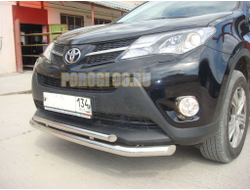 Защита переднего бампера двойная d60/42 для Toyota RAV4 2013-2015