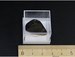 Метеорит "Царёв" в пластиковом боксе, галтовка, Россия, Волгоградская обл (24*20*8 мм, 5,2 г) №23452