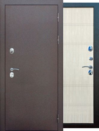 Металлическая входная дверь "ISOTERMA" 11 см медный антик Лиственница беж ФТ