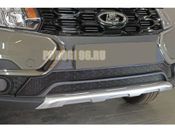 Защита радиатора Lada Largus 2021-... / Largus Cross 2021-... (2 части) black низ