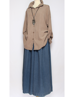 Рубашка Бохо "Вельвет защипы сбоку" бежевая