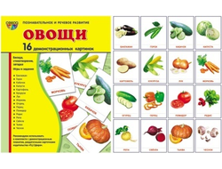 Демонстрационные карточки "Овощи" (размер большой,16 штук)