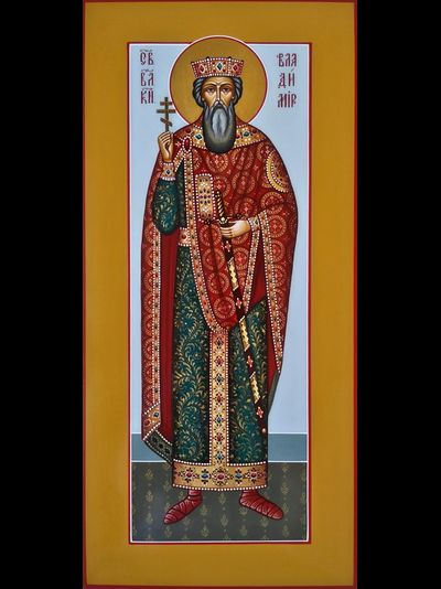 Владимир, святой равноапостольный великий князь. Рукописная мерная икона.
